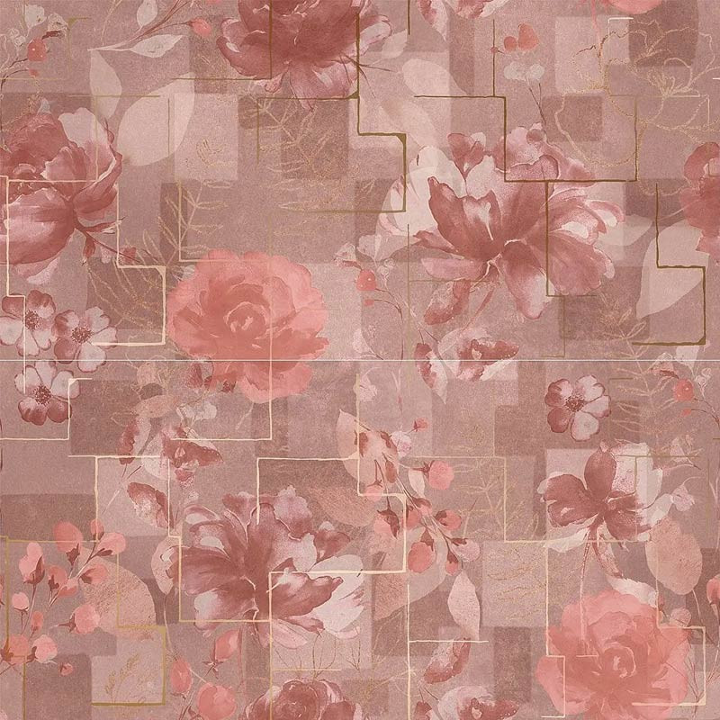 Carrelage papier peint fleurs rose 60 x 120 cm Four Seasons Décor Summer Set de 2 pièces 1,43m²