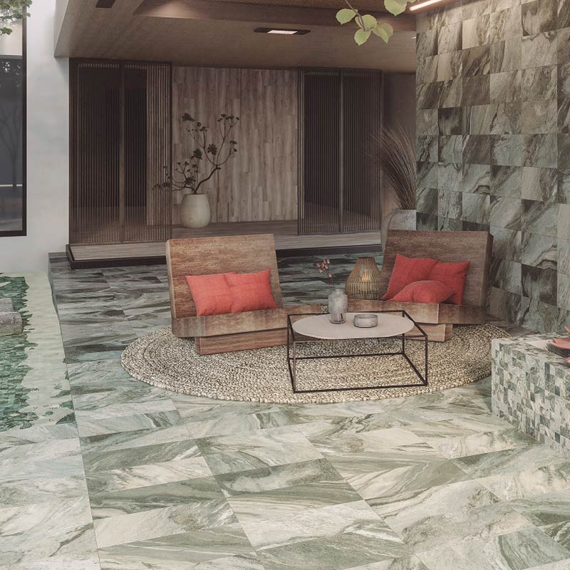 Carrelage extérieur effet marbre vert 30 x 60 cm ICON Verde GRIP 1,44m²
