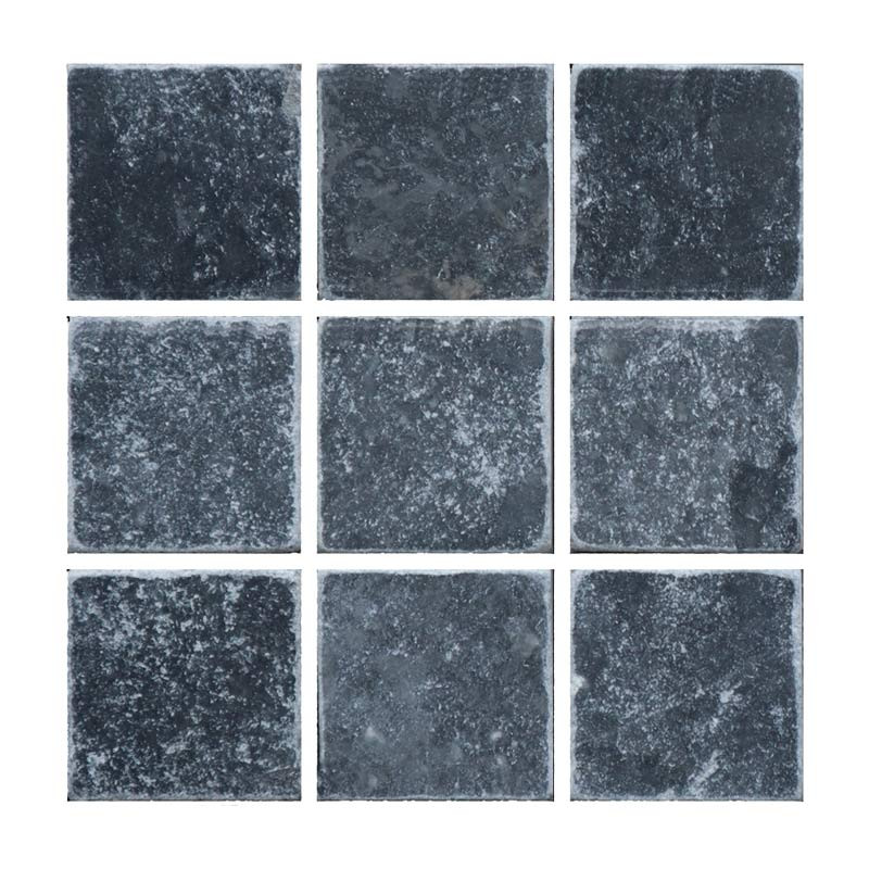 Mosaïque travertin pierre naturelle bleu nuit 4,8 x 4,8 cm sur trame de 30 x 30 cm Vulcano Black (1 pièce)