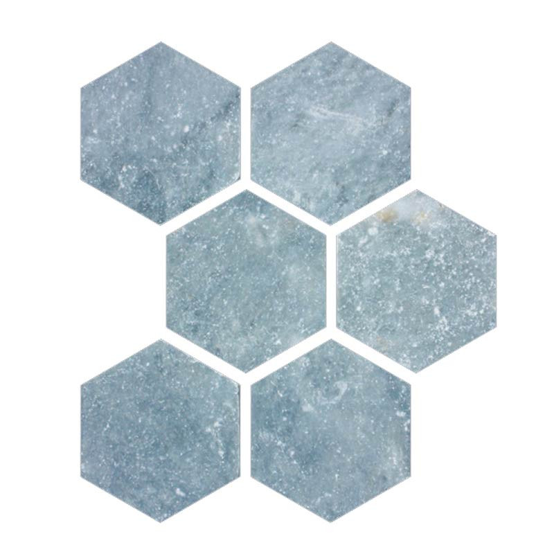 Hexagone large en pierre naturelle bleue 11,2 x 9,7 cm sur trame de 30 x 30 cmBlue Stone (1 pièce)
