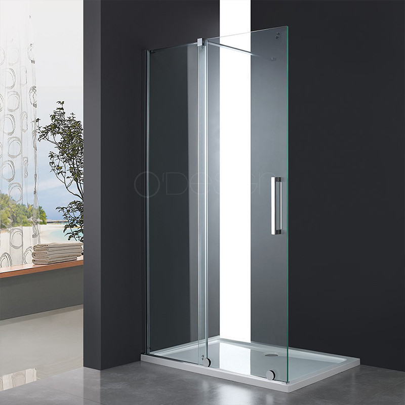 Paroi de douche fixe avec porte coulissante 120 cm DELISS profilé chromé