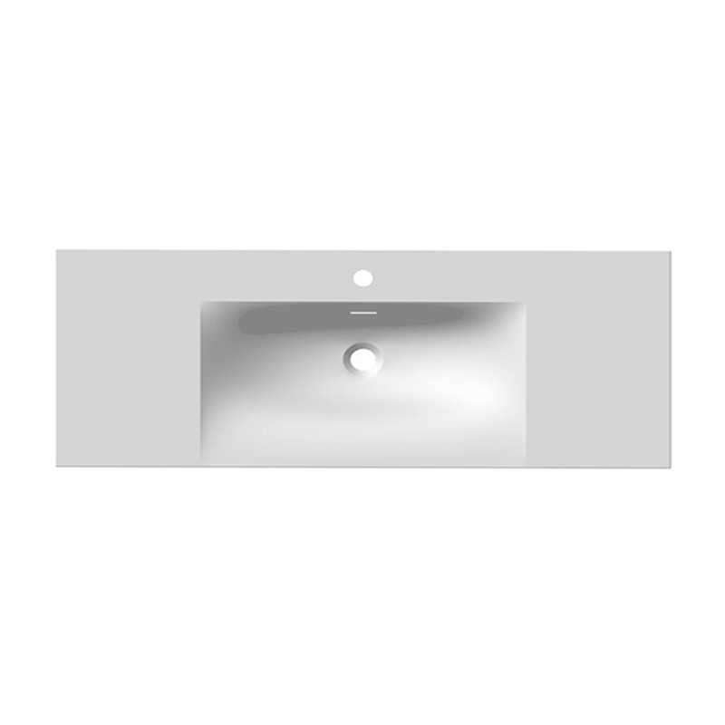 Simple vasque centrée en résine minérale blanc brillant VAS-CINEA 1200B-SC