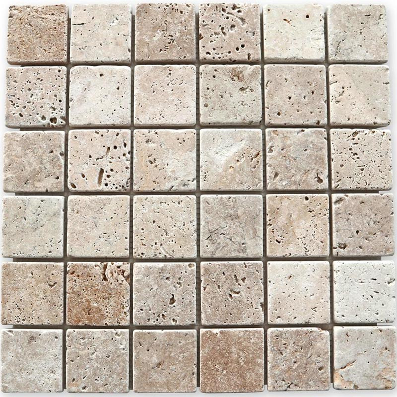 Mosaique travertin pierre naturelle sable 2,3 x 2,3 sur trame de 30 x 30 cm Classic (1 pièce)
