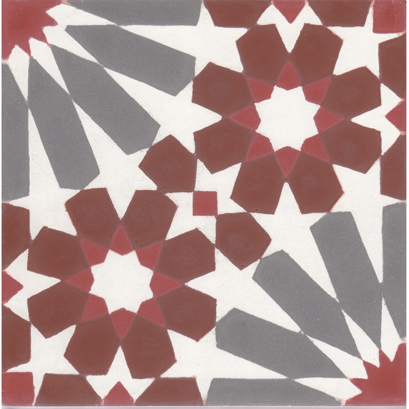 Carreau de ciment véritable artisanal motif étoile 20 x 20 x 1,6 cm Maurine