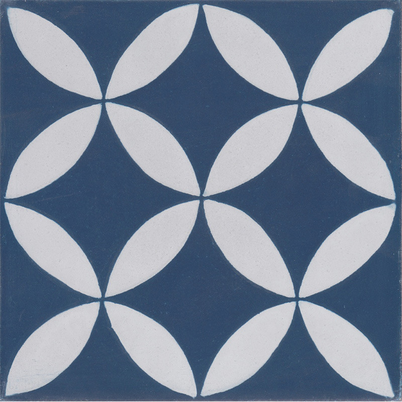 Carreau de ciment véritable artisanal motif bleu et gris 20 x 20 x 1,6 cm Sophie