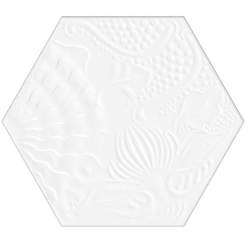 Carrelage mural hexagonal motif blanc 25 x 22 cm Gaudi