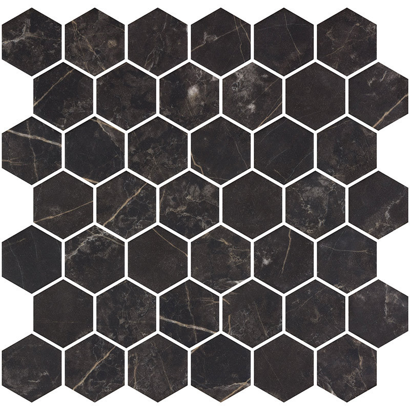 Mosaïque Hex XL Coimbra matte noir hexagonal 286 x 284 mm 0,49 m²