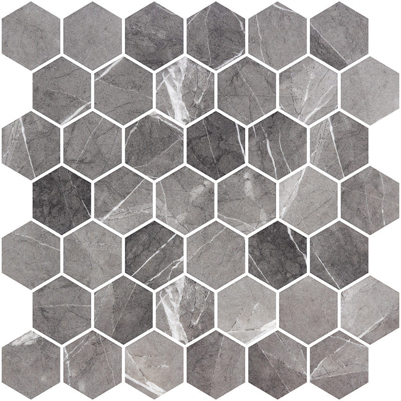 Mosaïque Hex XL Grafito matte gris foncé hexagonal 286 x 284 mm 0,49 m²