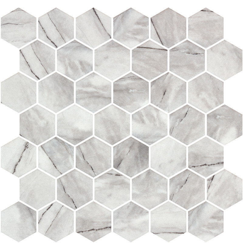Mosaïque Hex XL Inverno Grey matte gris clair hexagonal 286 x 284 mm 0,49 m²