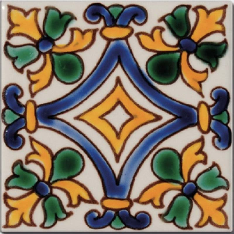 Faïence décor Tunisien 10 x 10 cm peinte à la main Bayati