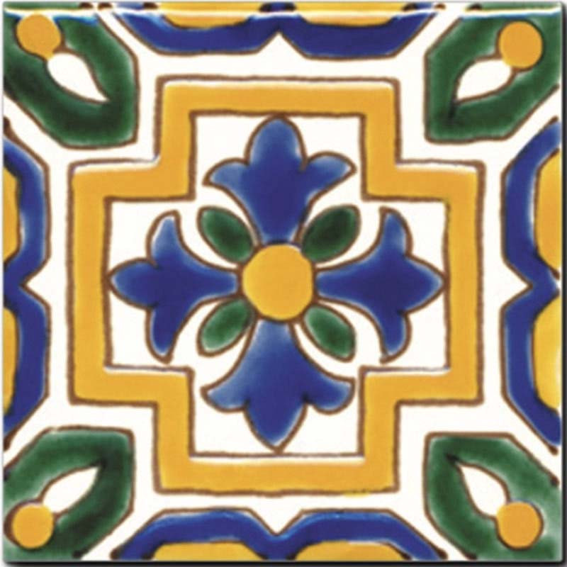 Faïence décor Tunisien 10 x 10 cm peinte à la main Donia