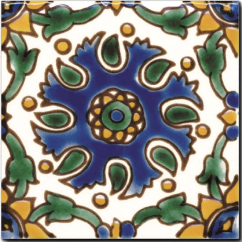 Faïence décor Tunisien 10 x 10 cm peinte à la main Noria