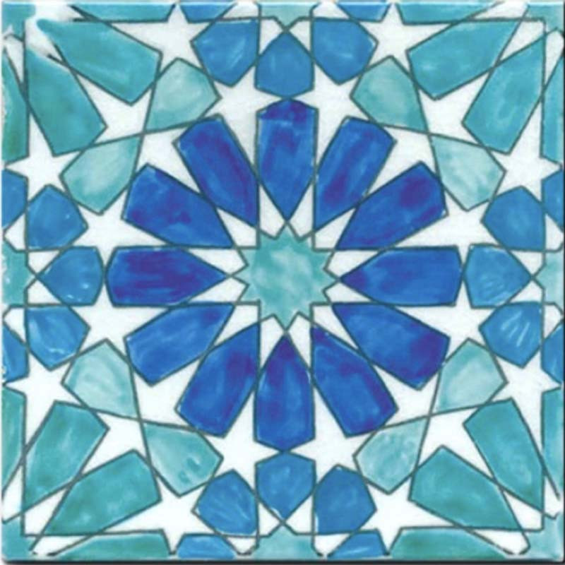 Carreaux peints à la main 20 x 20 cm décor Oriental Nostalgia Marbella Bleu