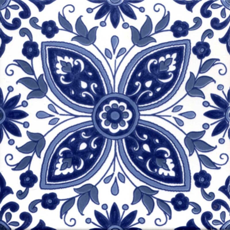 Faïence peinte à la main 20 x 20 cm décor Oriental Tradition Zina Bleu