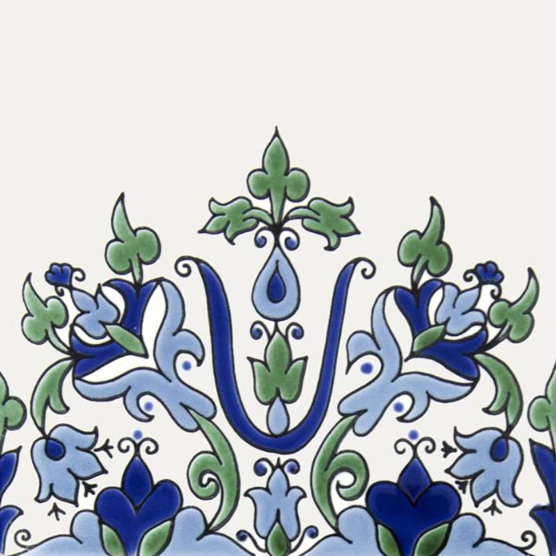 Faïence peinte à la main 20 x 20 cm décor Oriental Tradition Frise Samarra Vert