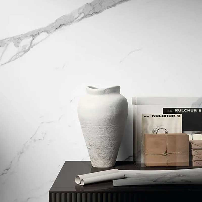 Carrelage slim fine épaisseur imitation marbre blanc 90 x 90 x 0,6 cm MARMOSMART PIETRASANTA SMART MATT 2,43 m²