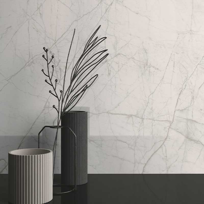 Carrelage slim fine épaisseur imitation marbre blanc 45 x 90 x 0,6 cm MARMOSMART STATUARIETTO SMART LUCIDA 2,03 m²