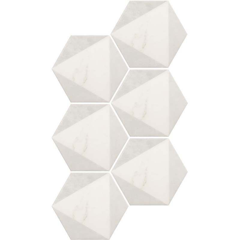 Carrelage Hexagonal Décor imitation Marbre Blanc 17 x 20 cm Carrara Hexagon Peak