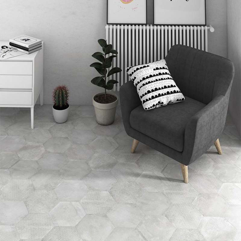 Carrelage hexagonal décor effet béton gris foncé 29 x 25 cm Urban Mélange Silver