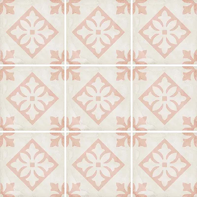 Carrelage imitation carreau ciment motif 20 x 20 cm Art Nouveau Padua Pink