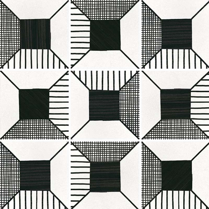 Carrelage motif géométrique noir et blanc 20 x 20 cm Caprice Déco Block B&W
