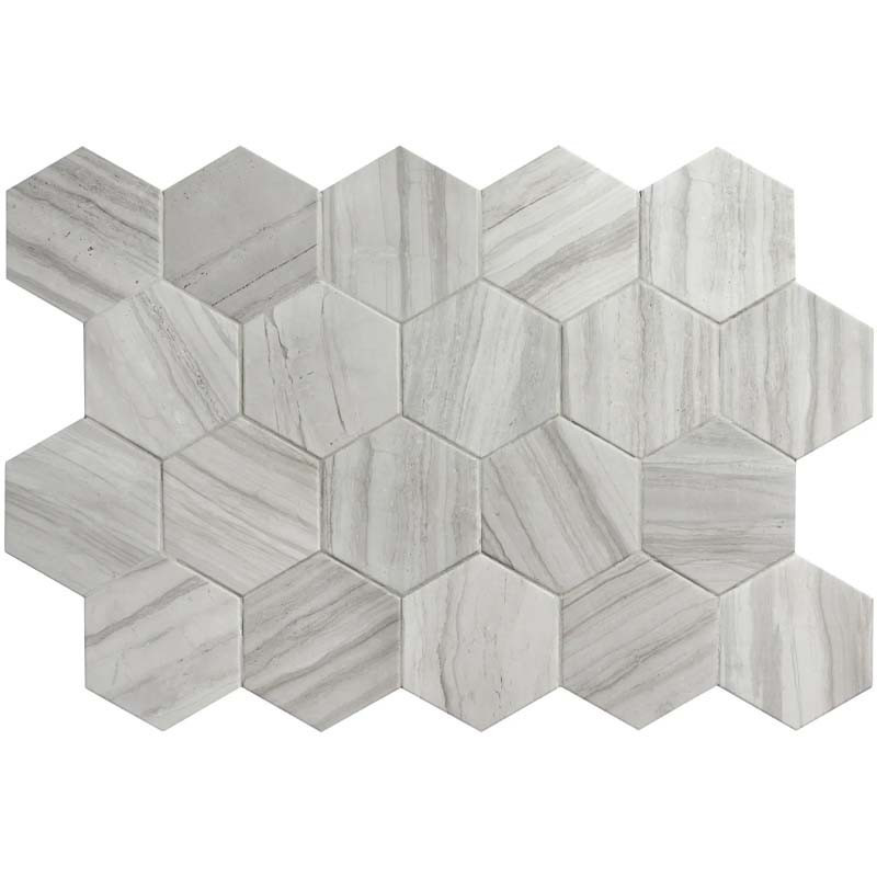 Carrelage hexagonal effet marbre gris clair 11,6 x 10,1 cm Lithos Grey