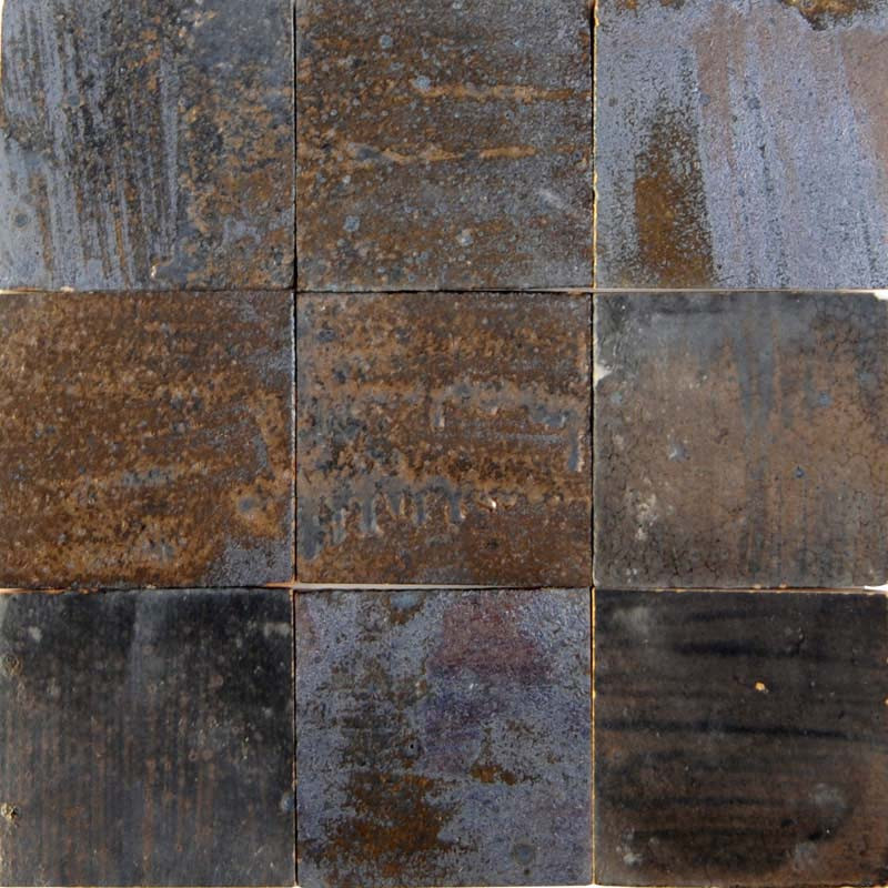Terre cuite murale émaillée fait main 10 x 10 cm Anthracite TCNO01