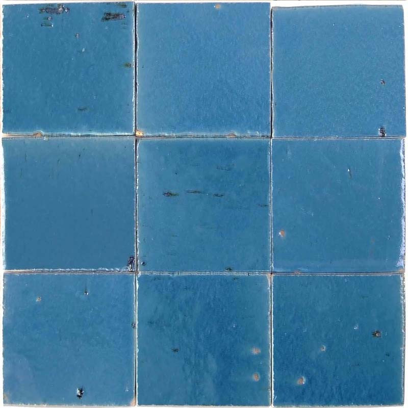 Terre cuite murale émaillée fait main 10 x 10 cm Bleu Clair TCBL02